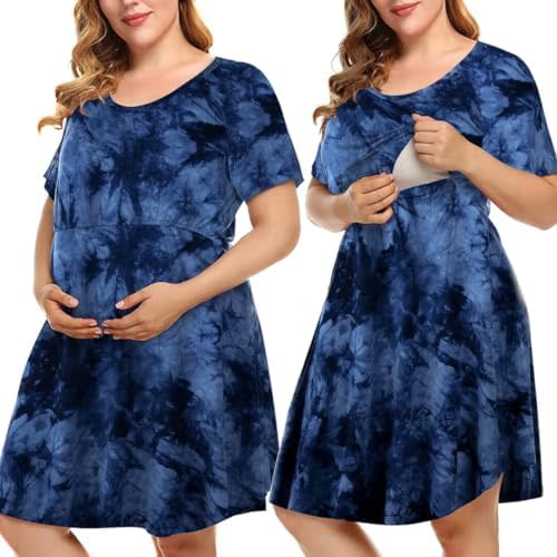 MONNURO Women's Plus Size Labor and Delivery Gown Nursing Nightgown Maternity Sleepwear Dress for Breastfeeding