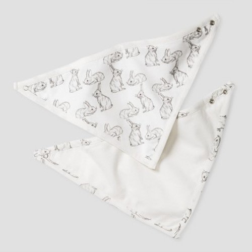 Kate Quinn Organics Baby 2pk Bandana Bib Set - Gray One Size