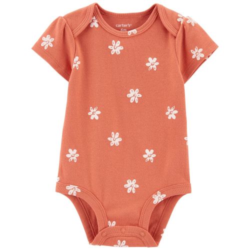 Baby Floral Short-Sleeve Bodysuit - Coral