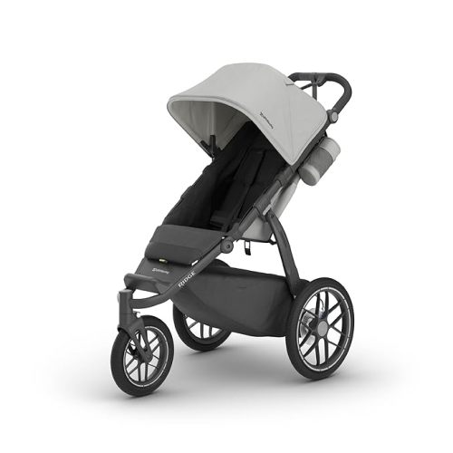 UPPAbaby Ridge V2 Jogging Stroller | All-Terrain Performance Suspension + Never-Flat Tires Built for Walking, Running + Trails | Water Bottle Holder Included | Savannah (Pearl Grey | Carbon Frame)