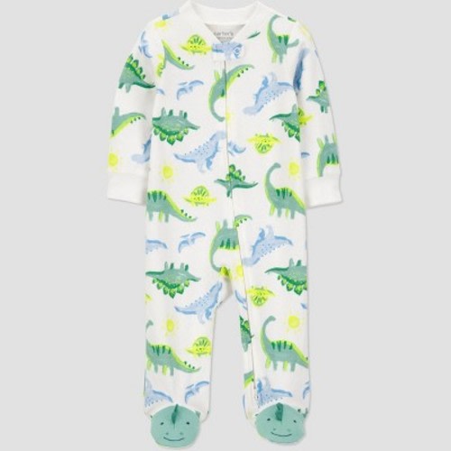 Carter's Just One You® Baby Boys' Sleep N' Play - Ivory Newborn: Dinosaur Pattern, Cotton, Footed Pajamas