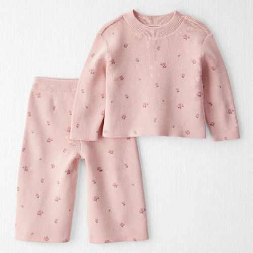 Blush Petals Baby Girl 2-Piece Organic Cotton Sweater Knit Set in Blush Petals Print | Carter’s Oshkosh Canada