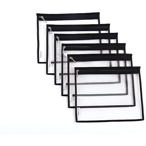 Multi-purpose Water Resisitant Clear PVC Organizer Bag Pouch with Zipper Closure 6-pack