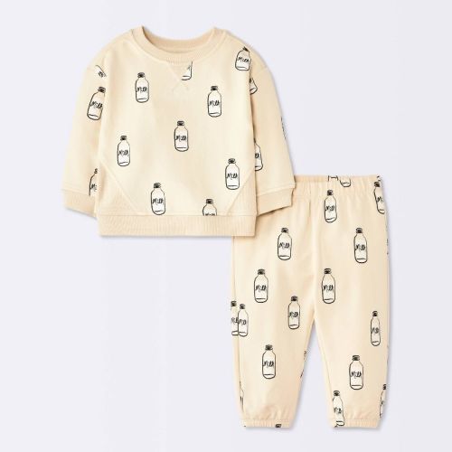 Baby Milk n' Cookies Sweatshirt and Joggers Set - Cloud Island™ Cream 3-6M