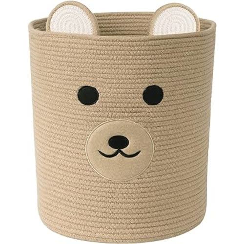 Bear Basket for Nursery, Baby Baskets for Storage, Kids Toy Basket and Laundry Basket, Gift Baskets for Baby Shower, Storage Basket for Children Plant Basket Indoor Corner (Light Brown)