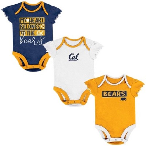 NCAA Cal Golden Bears Infant Girls' 3pk Bodysuit Set, Size: 0-3M
