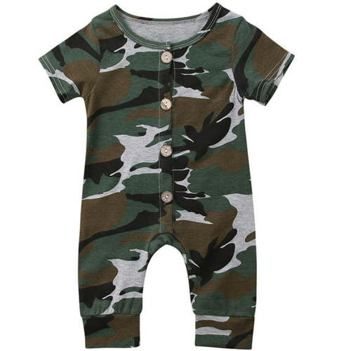 Baby Girls Bodysuits Camouflage Print Short Sleeve Round Neck Romper Unisex Cute Bodysuit