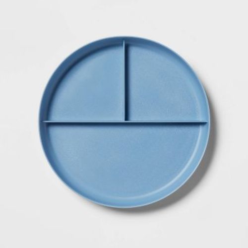 7.3" Plastic Divided Kids' Plate - Pillowfort™, Color: Blue