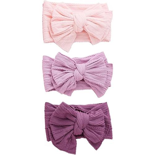 Baby Bows Headbands Nylon Hairbands Hair Accessories, Pink Light/Deep Purple, mid