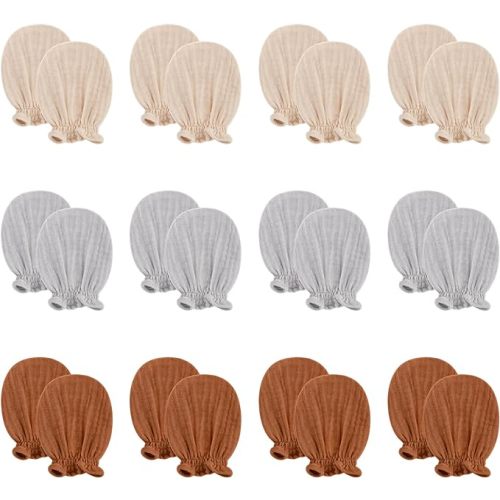 Pro Goleem Muslin Baby Mittens for Newborn, 100% Cotton No Scratch Soft Breathable Gloves for Boys and Girls 0-6 months