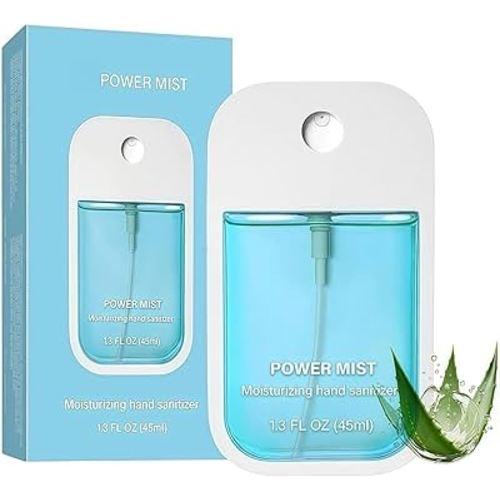 Power Mist Hydrating Hand Sanitizer Spray, Travel-Size 45ml/1.5 Fl oz Portable Cute Multi-Flavor Gentle Sanitizer for Adults (Aloe Vera)