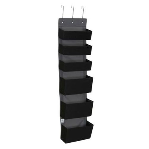 6 Pocket Over the Door Pocket Organizer, PP Non-Woven Fabric Pockets, Black