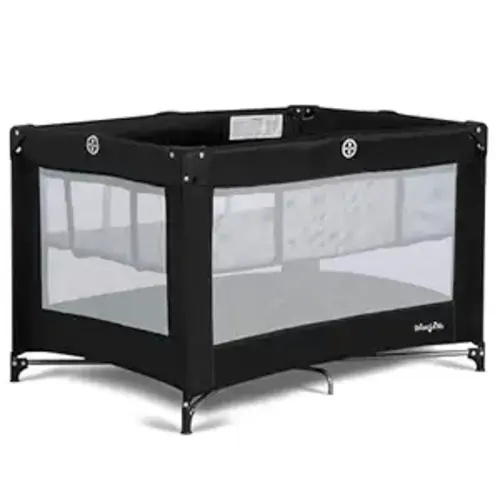 Dream On Me Zazzy Portable Playard with Bassinet in Black, Lightweight Packable and Easy Setup Baby Playard with Mattress and Travel Bag