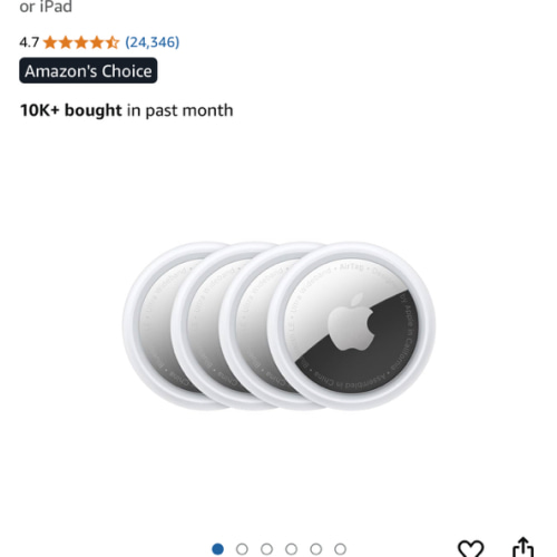 Apple AirTag 4 Pack. Keep Track of and find Your Keys, Wallet, Luggage, Backpack, and More. Simple one-tap Set up with iPhone or iPad