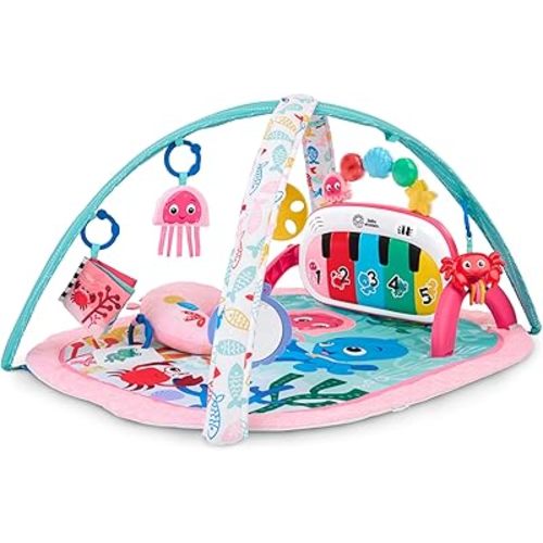 Baby Einstein Ocean Explorers 4-in-1 Kickin’ Tunes Jellyfish Jamboree Music & Language Discovery Gym, Pink, Ages 0 Months and Up