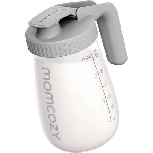 Momcozy Breast Milk Pitcher, Resistant to Heat and Cold Abrupt Temp Swings, No Leak Glass Breast Milk Fridge Storage Container With Wide Mouth, Fast Baby Formula Maker, Breastfeeding Essentials, Grey
