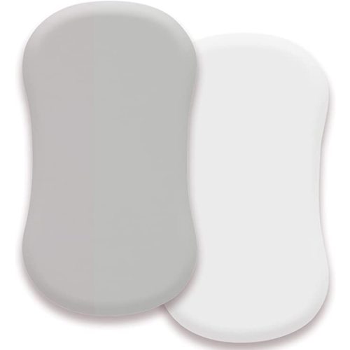 AMROSE Heavenly Soft Microfiber Bassinet Sheets, Fit for Halo Bassinest Swivel Sleeper, 2 Pack Hourglass Bassinet Mattress Sheet Set for Boys Girls, White & Gray - Gray & White