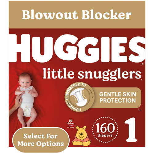 Huggies Little Snugglers Baby Diapers, Size 1 (8-14 lbs), 160 Ct (Select for More)