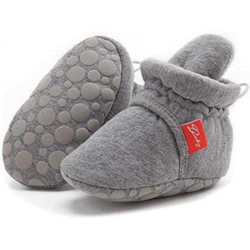 HsdsBebe Unisex Newborn Baby Cotton Booties Non-Slip Sole for Toddler Boys Girls Infant Winter Warm Fleece Cozy Socks Shoes