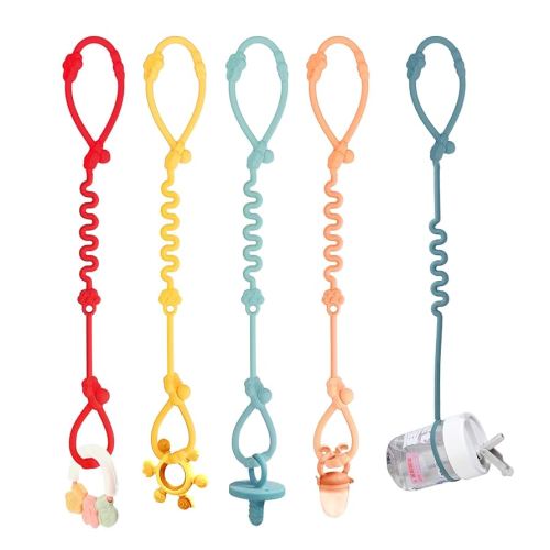 Toy Straps for Baby, Silicone Toy Straps for Stroller, Toy Safety Straps for Teether Toy, Pacifier, Sippy Cup Straps, Adjustable Toy Holder for Stroller, High Chair - BPA Free (Multi 5pack)