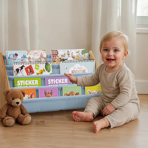 ZICOTO Decorative Wooden Bookshelf for Kids Rooms - Blue