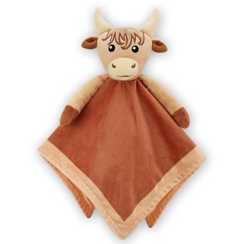 Highland Cow Baby Girl Security Blanket-Floral Highland Cow Lovey-Baby Nursery Stuff-Gfit for Newborn Girl Baby Shower