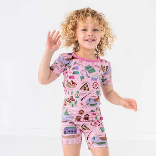 Pink Camp Sleepies Two-Piece Short Sleeve & Shorts Pajama Set