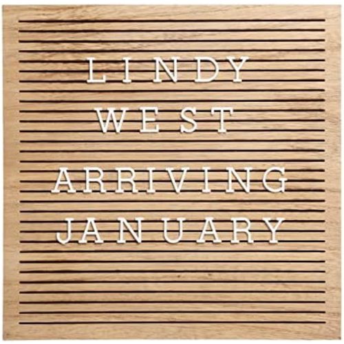 Pearhead Classic Wooden Letterboard for Home Décor, Baby Announcement or Pregnancy Announcement, Baby Keepsake Photo Sharing Prop, Milestone Moments Letterboard