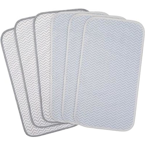 BlueSnail Ultra Soft and Absorbt Quilted Waterproof Changing Pad Liner 6pk (Gray+Blue)