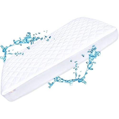 Pack N Play Mattress Protector Pad - Waterproof & Noiseless, Ultra-Soft Breathable Mattress Cover for Pack and Plays, Playards and Mini Cribs, Highly Absorbent Fitted and Dryer Safe