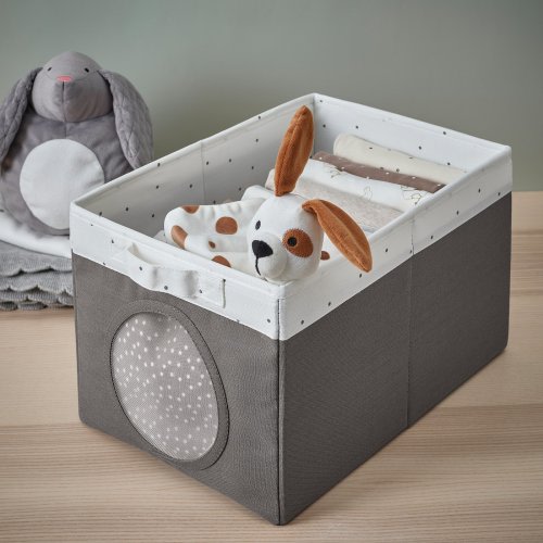 LEN Box - gray/dotted white 9 ¾x14 ½x8 ¾ "