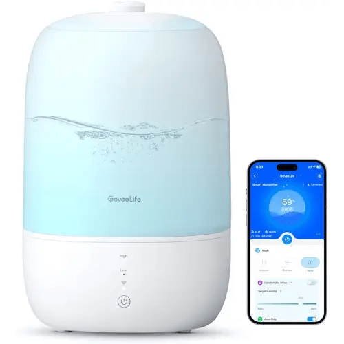 GoveeLife Smart Humidifiers for Bedroom, 3L Top Fill Cool Mist Humidifiers with Essential Oil Diffuser, Humidity Control, WiFi Air Humidifier with Night Light, for Baby, Plants, Home, Work with Alexa