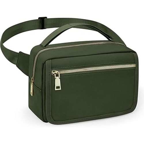 printe Small Diaper Bag with Portable Changing Pad, Crossbody Diaper Bag Pack with Wipes Pocket, Women Waist Bag for Travel, Stroller Diaper Bag, Olive Green