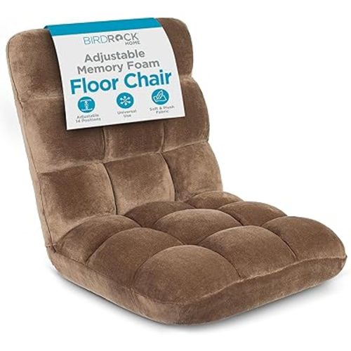 BIRDROCK HOME Adjustable Memory Foam Floor Chair - Ideal for Gaming, Reading, Meditation - Comfortable and Versatile - Suitable for Kids and Teenagers - Comfy Foldable Floor Seat - Brown