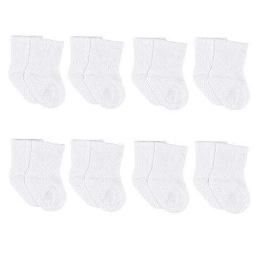 Gerber Baby Wiggle-Proof™ Jersey Crew Socks- 8-Pack, Color: White, Size: 6-12m