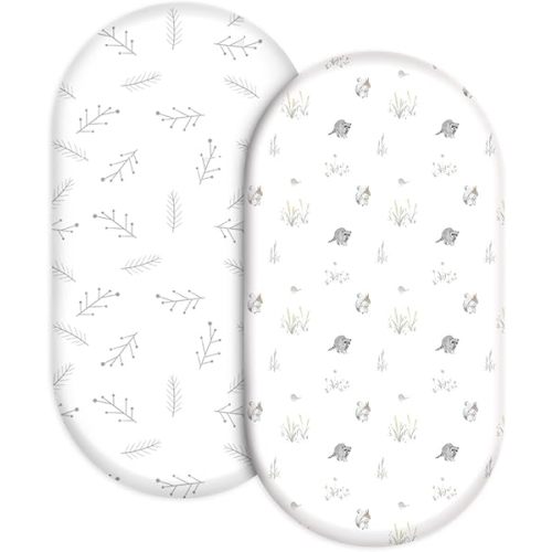 Bassinet Sheets, Bassinet Sheets for Baby Boy and Girl, Bassinet Sheet Neutral, Fit for Rectangle, Round, Oval, Hourglass Mattress, Flexible for Different Bassinet Pad/Mattress 2 Pack