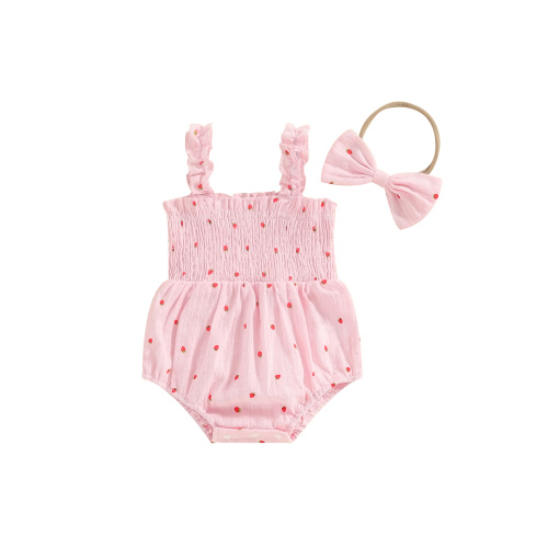 Newborn Baby Girl Rompers Dress Sleeveless Smocked Ruffle One Piece Jumpsuits Little Kids Summer Clothes