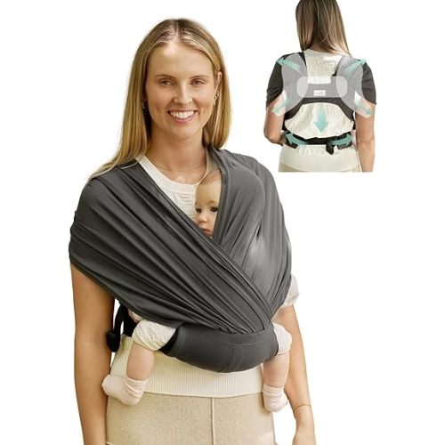 GROWNSY Comfy-Air Breathable Baby Carrier Newborn, 2-in-1 Mesh Baby Wraps Carrier for 7-35lbs, T-Webbing Zone Support, Ergonomic and Lightweight, Dark Grey