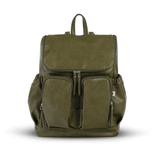 Signature Nappy Backpack - Olive Faux Leather