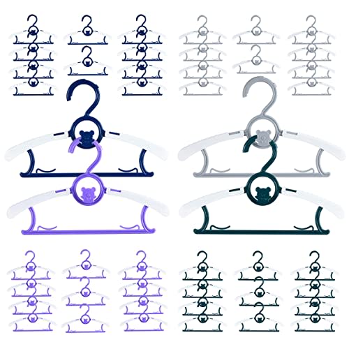 40 Pack Baby Hangers for Closet - Plastic Kids Hangers, Space Saving, Non Slip, Extendable, Heavy Duty, Mixed Color for Boys & Girls