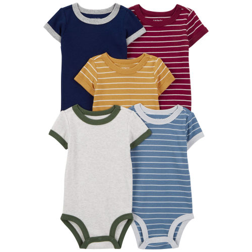 Baby 6-Pack Striped Short-Sleeve Bodysuits
