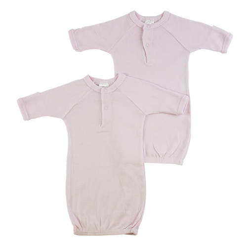 Bambini Preemie Solid Pink Gown - 2 Pack