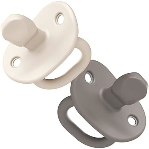 Boon Jewl Silicone Orthodontic Pacifier - Baby Pacifier with Soothing Gem-Shaped Nipple - Comfortable Baby Pacifiers Natural Oral Muscular Development - Neutral - 2 Count - 3+ Months