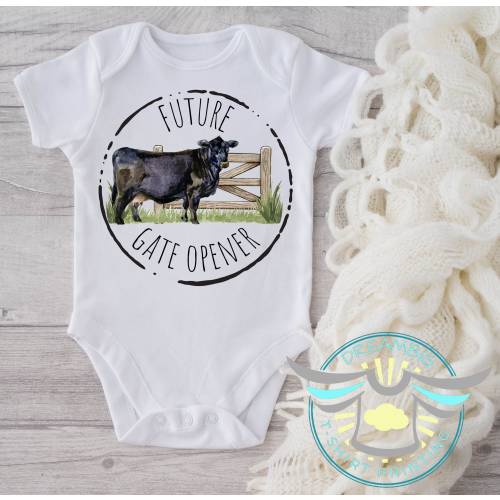 Future Gate Opener Baby Onesie® Cattle Farmer, Cattle Gate Opener, Hereford Cow, Pregnancy Reveal, Baby Announcement, First Baby Outfit