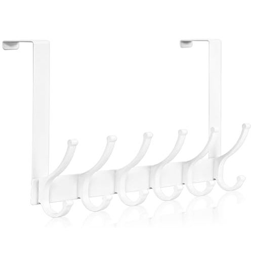 Optish Over The Door Hooks, Door Hanger Hooks for Hanging, Over The Doors Towel Racks for Bathroom, Coat Rack Dorm Room Essentials (1Pack, White)