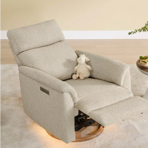 Lulla Power Swivel Nursery Glider Recliner with Power Headrest and Nightlight