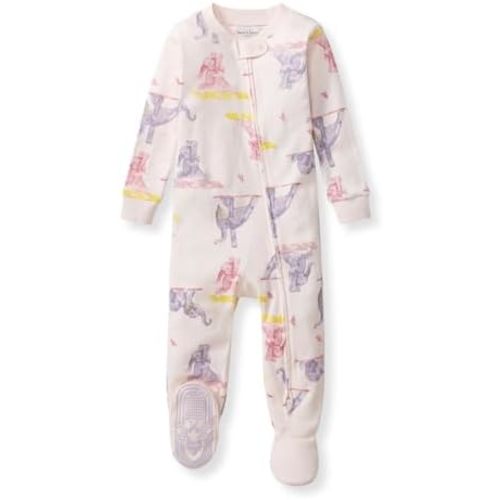 Burt's Bees Baby Baby Girls Sleeper Pajamas, 100% Organic Cotton, One-piece PJs, Diagonal Zip Up Jumpsuit, Snug Fit Footie