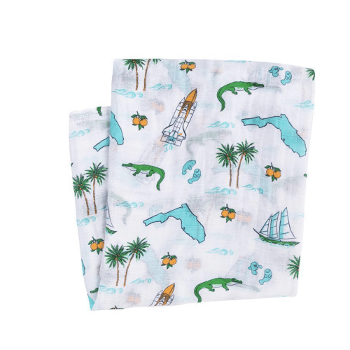 Florida Baby Muslin Swaddle Blanket and Burp Cloth/Bib Combo – Little Hometown