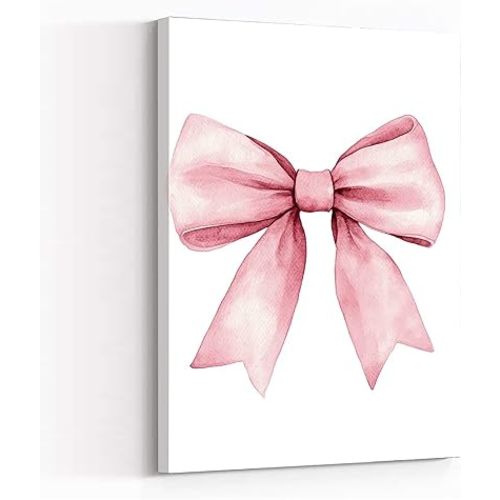 Bedroom Decorations,Pink Bow Print Preppy Wall Art,Preppy Canvas Wall Art,Fashion Poster Print Teen Room Decor,Preppy Aesthetic Wall Art,Bedroom Poster 12 in x16 in-Ready to Hang