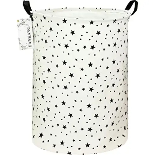 FANKANG Storage Basket, Nursery Hamper Canvas Laundry Basket Foldable with Waterproof PE Coating Large Storage Baskets for Kids Boys and Girls, Office, Bedroom, Clothes,Toys（Star）